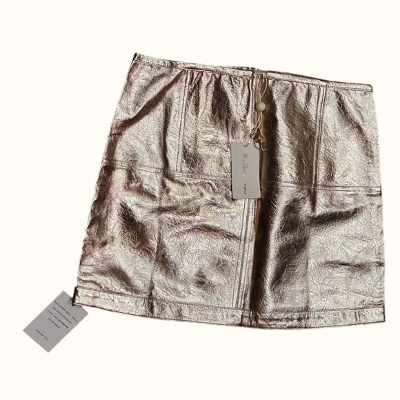 For Love and Lemons Luna Metallic Mini Skirt Rose Gold NEW NWT - Picture 4 of 5